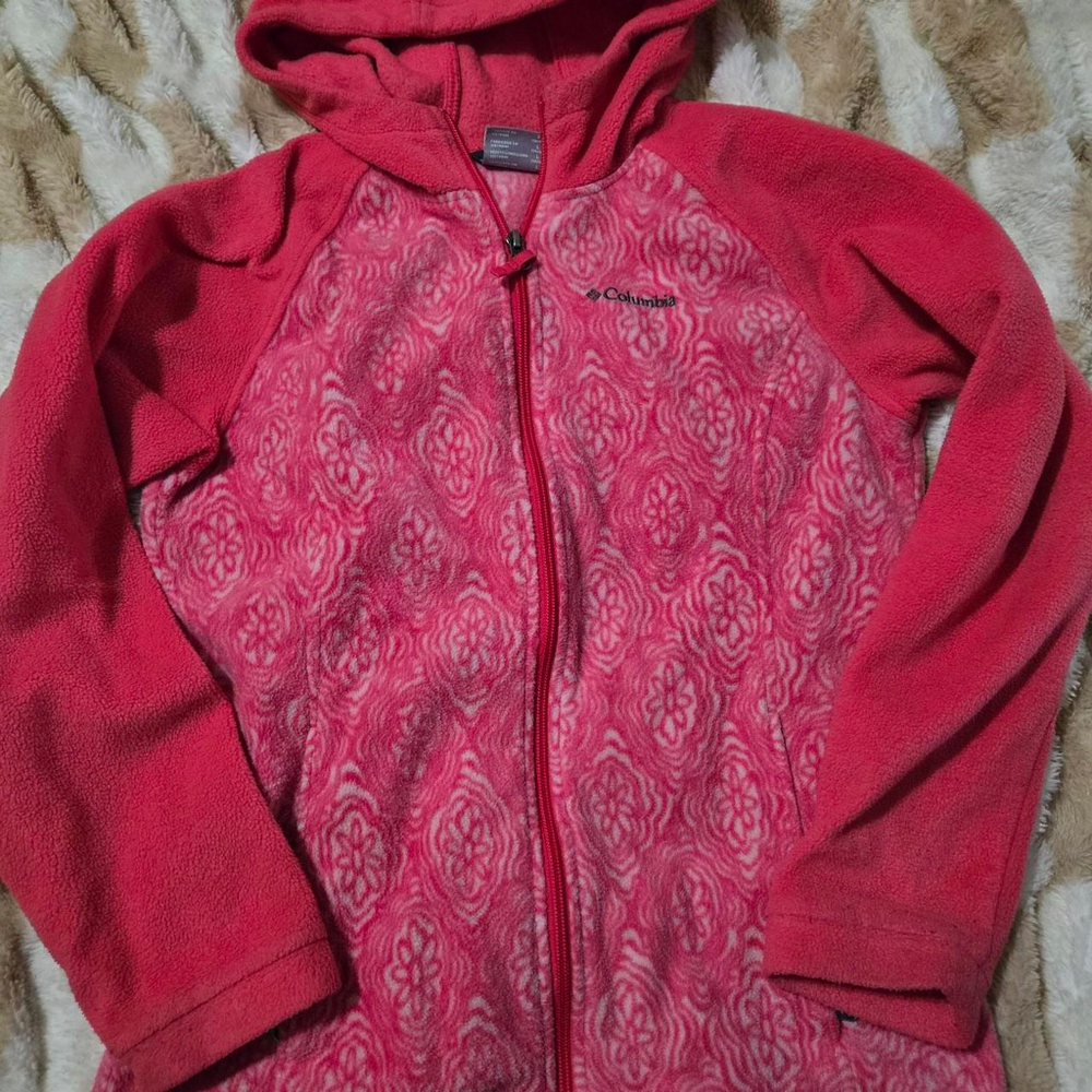 girls large Pink Columbia zip up hoodie #kidswear